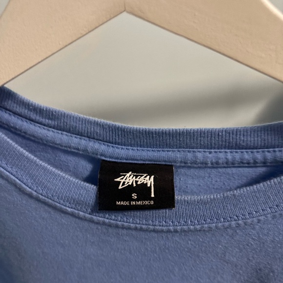 Stussy Sky Blue Long Sleeve Tee with Logo - Picture 4 of 4